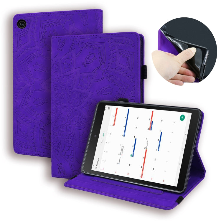 For Galaxy Tab S5e 10.5 T720 / T725 Calf Pattern Double Folding Design Embossed Leather Case with Holder & Card Slots & Pen Slot & Elastic Band