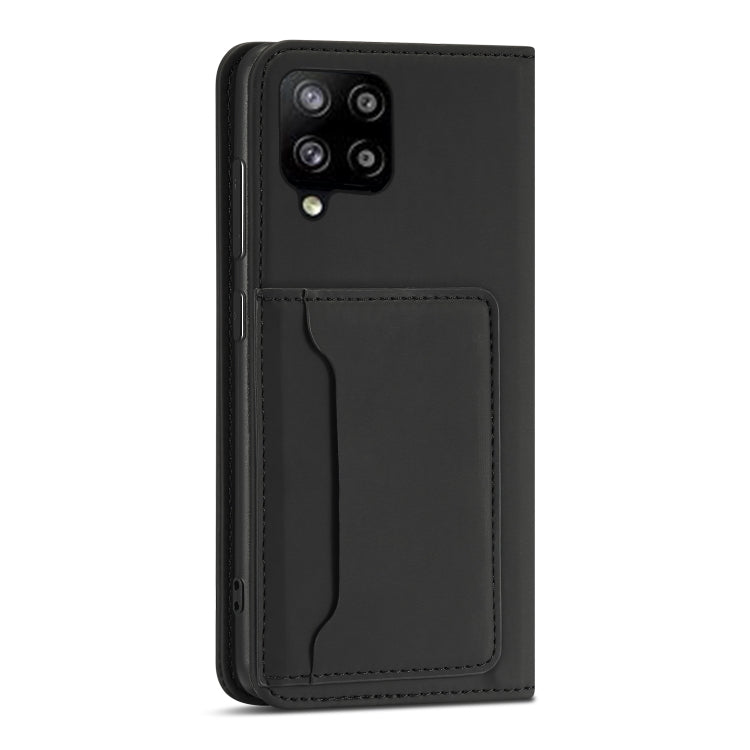 For Samsung Galaxy A22 4G Strong Magnetism Liquid Feel Horizontal Flip Leather Case with Holder & Card Slots & Wallet