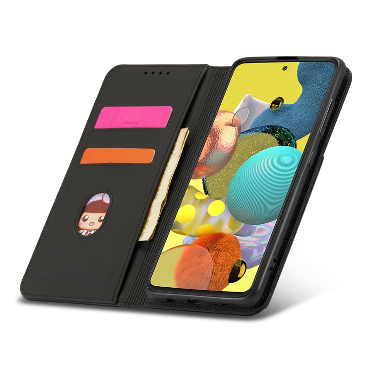 For Samsung Galaxy A22 4G Strong Magnetism Liquid Feel Horizontal Flip Leather Case with Holder & Card Slots & Wallet