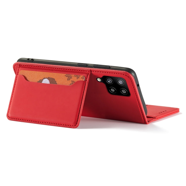 For Samsung Galaxy A22 4G Strong Magnetism Liquid Feel Horizontal Flip Leather Case with Holder & Card Slots & Wallet