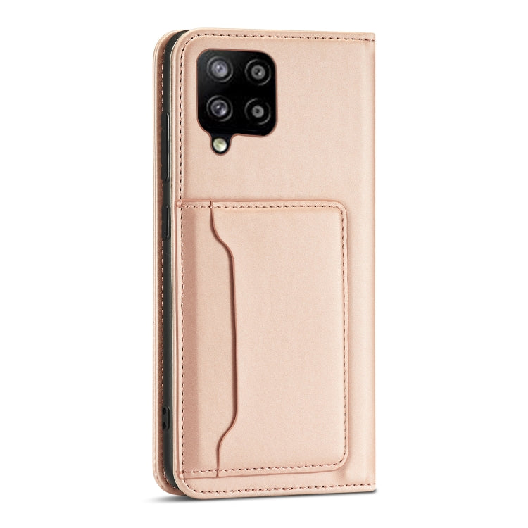 For Samsung Galaxy A22 4G Strong Magnetism Liquid Feel Horizontal Flip Leather Case with Holder & Card Slots & Wallet