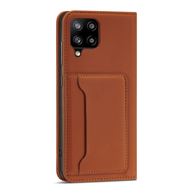 For Samsung Galaxy A22 4G Strong Magnetism Liquid Feel Horizontal Flip Leather Case with Holder & Card Slots & Wallet