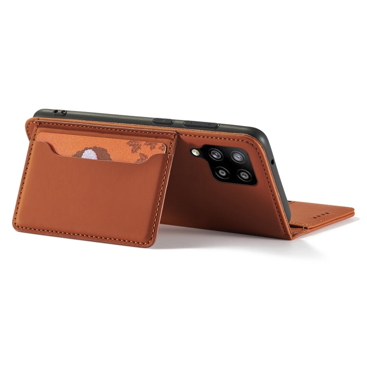 For Samsung Galaxy A22 4G Strong Magnetism Liquid Feel Horizontal Flip Leather Case with Holder & Card Slots & Wallet