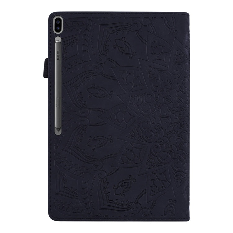 For Galaxy Tab S6 T860 / T865 Calf Pattern Double Folding Design Embossed Leather Case with Holder & Card Slots & Pen Slot & Elastic Band