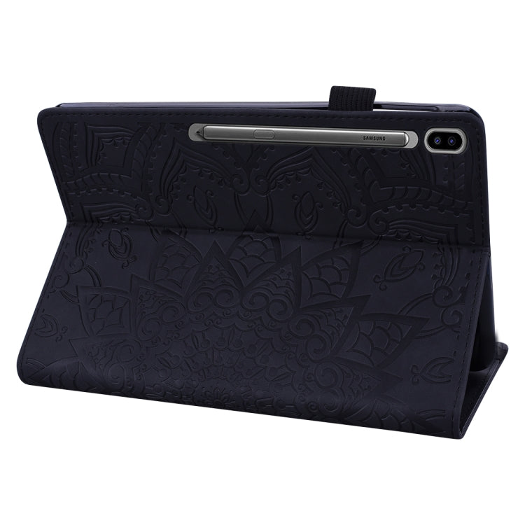 For Galaxy Tab S6 T860 / T865 Calf Pattern Double Folding Design Embossed Leather Case with Holder & Card Slots & Pen Slot & Elastic Band