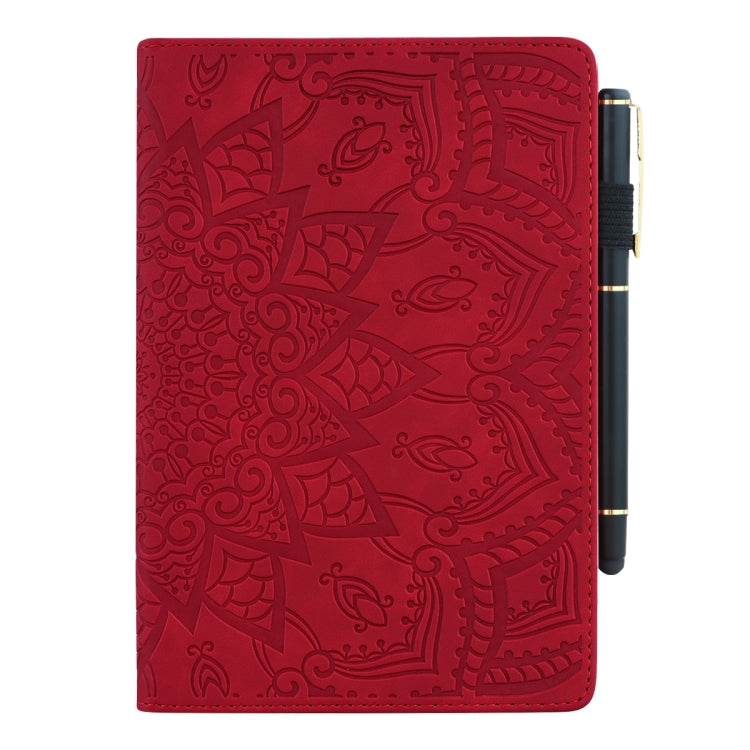 For Galaxy Tab S6 T860 / T865 Calf Pattern Double Folding Design Embossed Leather Case with Holder & Card Slots & Pen Slot & Elastic Band
