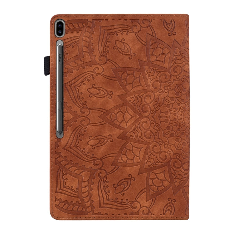 For Galaxy Tab S6 T860 / T865 Calf Pattern Double Folding Design Embossed Leather Case with Holder & Card Slots & Pen Slot & Elastic Band