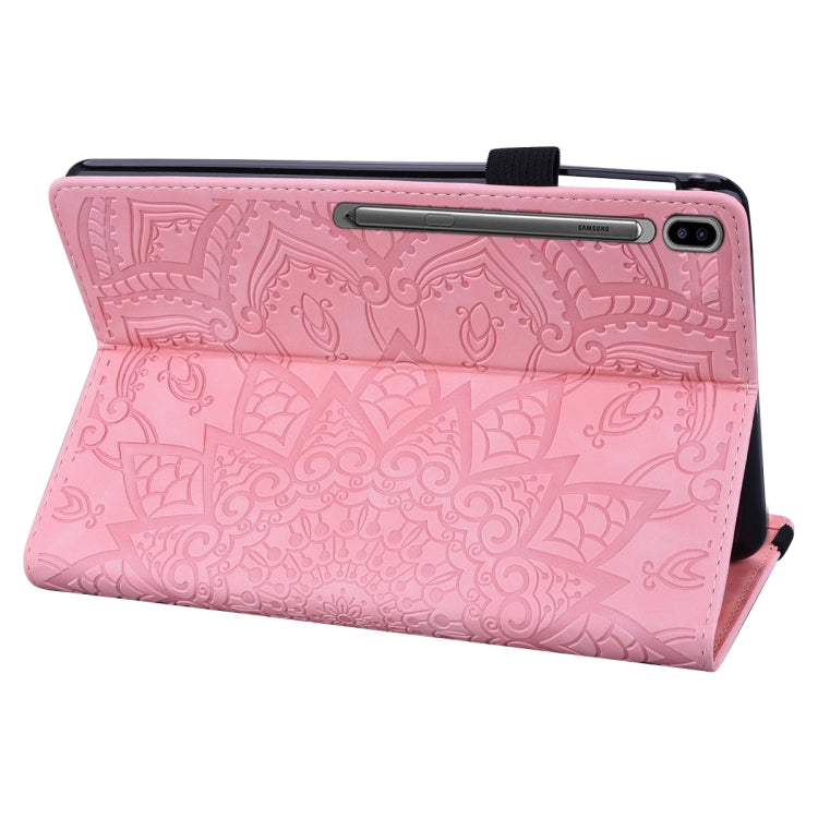 For Galaxy Tab S6 T860 / T865 Calf Pattern Double Folding Design Embossed Leather Case with Holder & Card Slots & Pen Slot & Elastic Band
