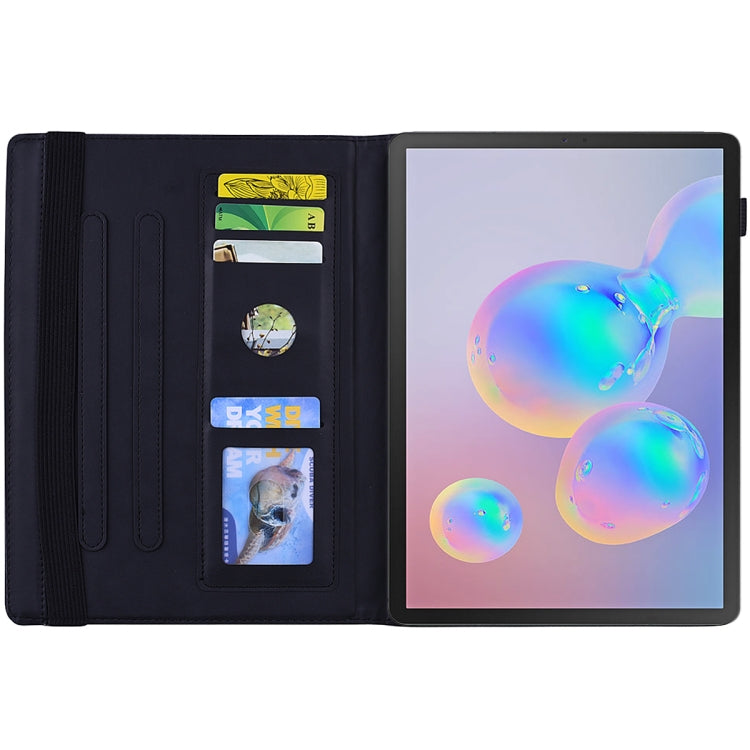 For Galaxy Tab S6 T860 / T865 Calf Pattern Double Folding Design Embossed Leather Case with Holder & Card Slots & Pen Slot & Elastic Band