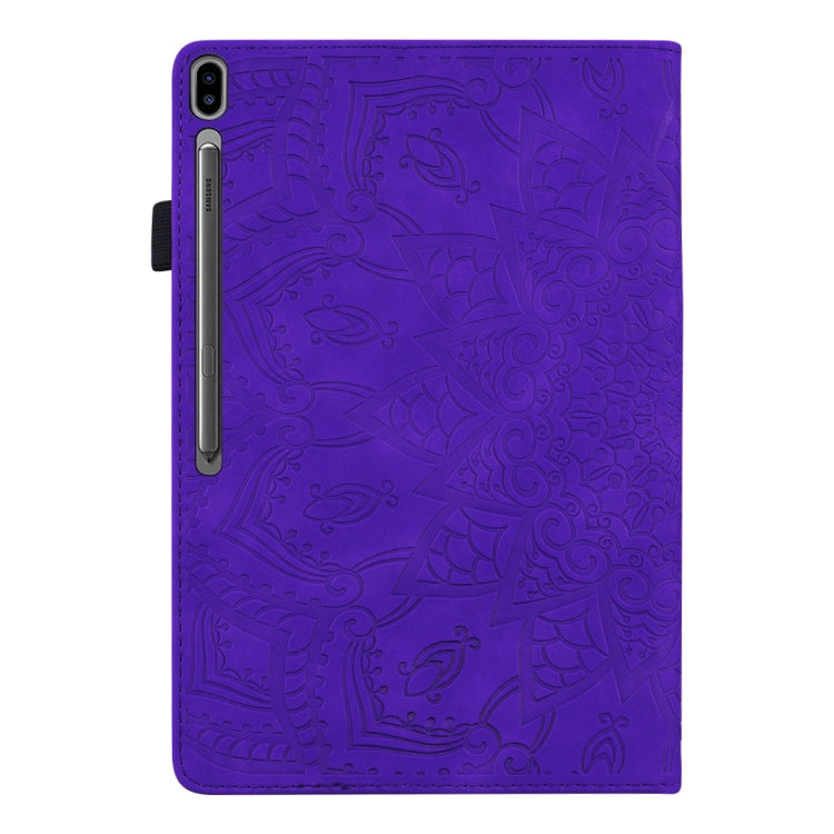 For Galaxy Tab S6 T860 / T865 Calf Pattern Double Folding Design Embossed Leather Case with Holder & Card Slots & Pen Slot & Elastic Band