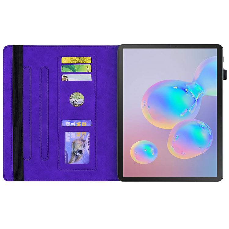 For Galaxy Tab S6 T860 / T865 Calf Pattern Double Folding Design Embossed Leather Case with Holder & Card Slots & Pen Slot & Elastic Band