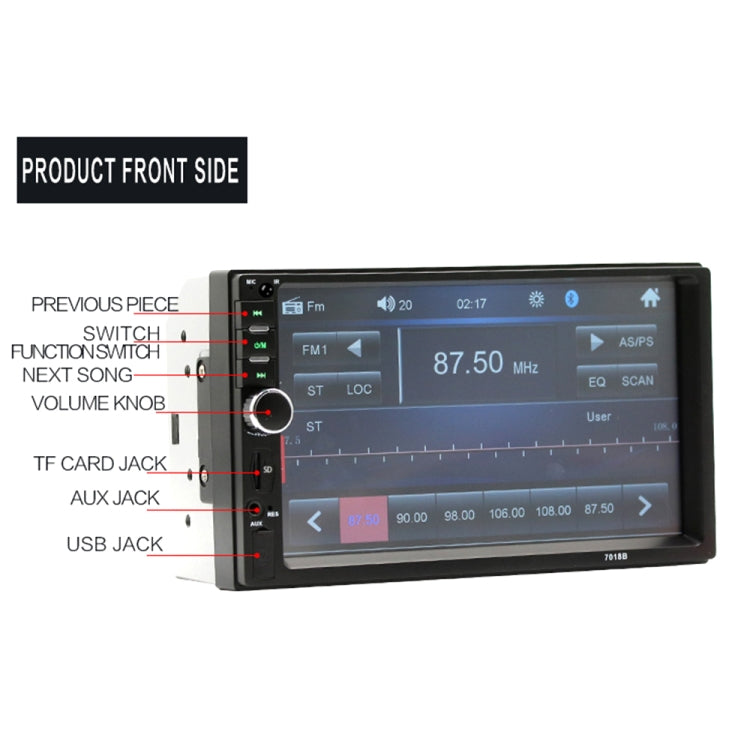 A2085 HD 7 inch Car Bluetooth Radio Receiver MP5 Player, Support FM & USB with Steering Wheel Remote Control