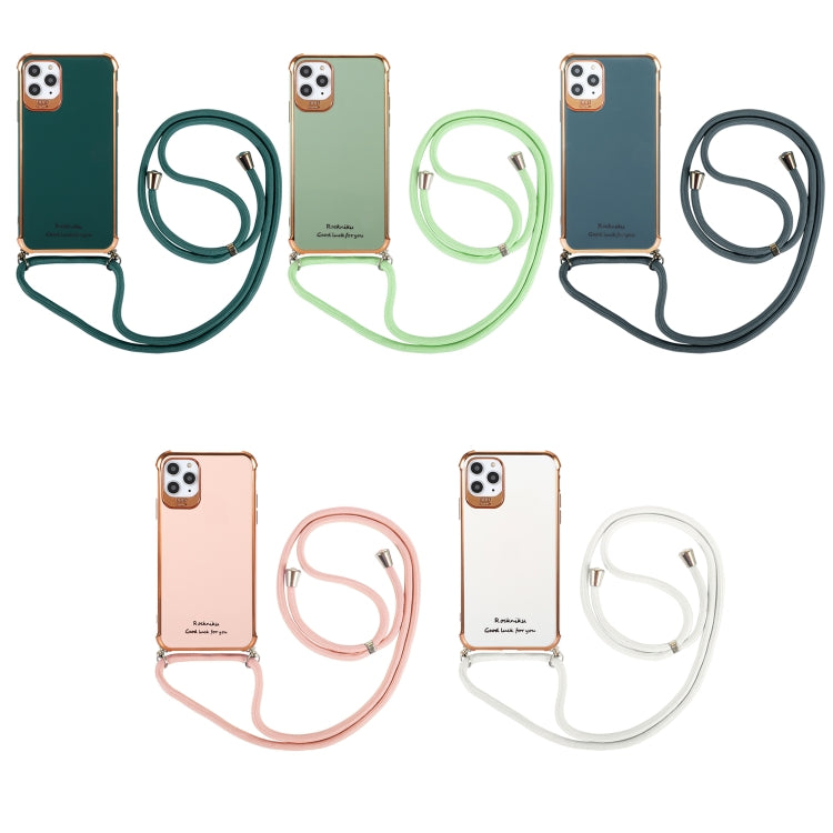 For iPhone 12 mini Electroplating TPU Four-Corner Shockproof Protective Case with Lanyard
