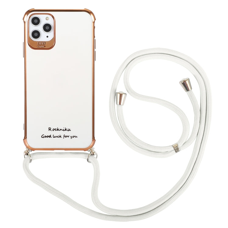 For iPhone 12 Pro Electroplating TPU Four-Corner Shockproof Protective Case with Lanyard