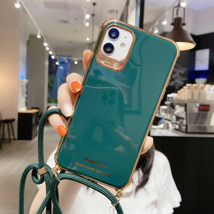 For iPhone 11 Pro Electroplating TPU Four-Corner Shockproof Protective Case with Lanyard