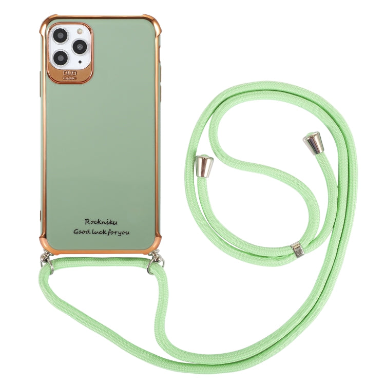 For iPhone 11 Pro Electroplating TPU Four-Corner Shockproof Protective Case with Lanyard