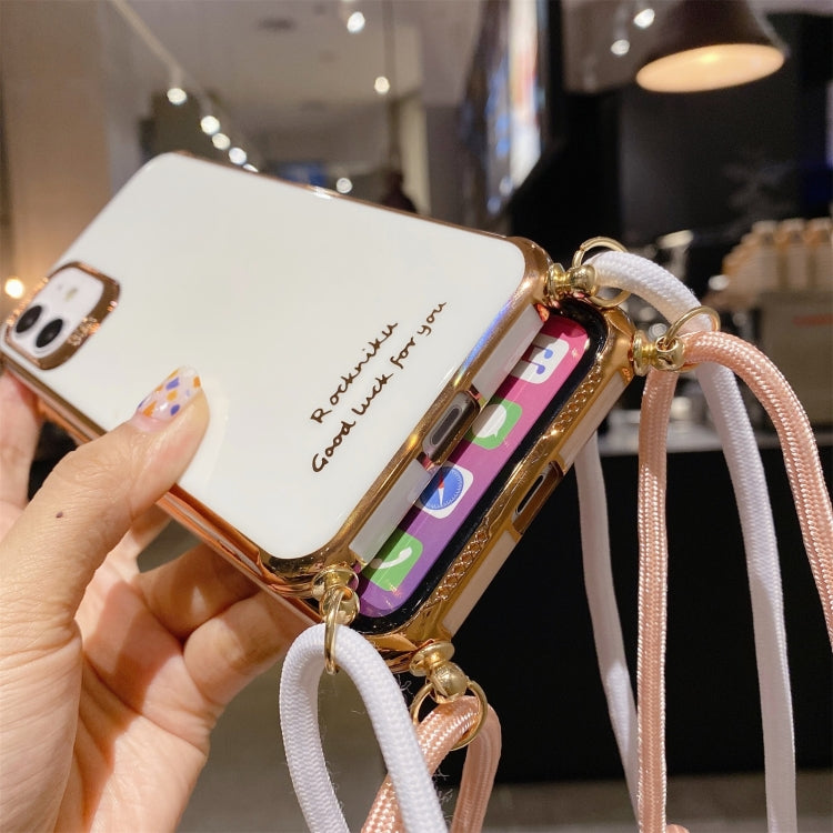 For iPhone 11 Pro Electroplating TPU Four-Corner Shockproof Protective Case with Lanyard