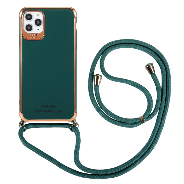For iPhone 11 Electroplating TPU Four-Corner Shockproof Protective Case with Lanyard