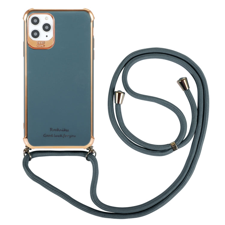 For iPhone 11 Electroplating TPU Four-Corner Shockproof Protective Case with Lanyard