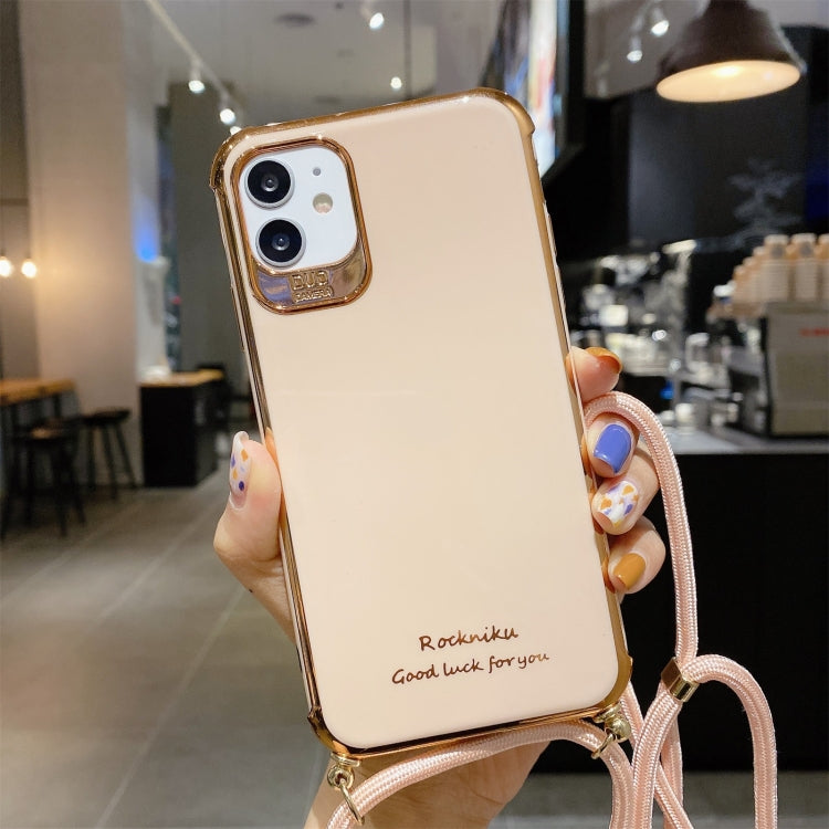 For iPhone 11 Pro Max Electroplating TPU Four-Corner Shockproof Protective Case with Lanyard