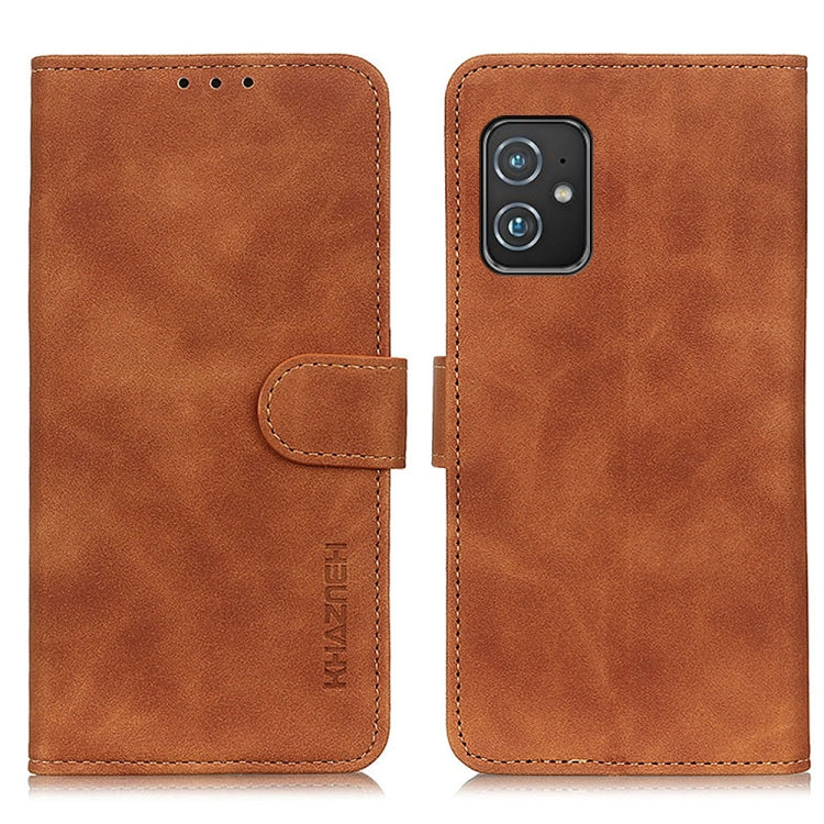 For Asus Zenfone 8 KHAZNEH Retro Texture PU + TPU Horizontal Flip Leather Case with Holder & Card Slots & Wallet