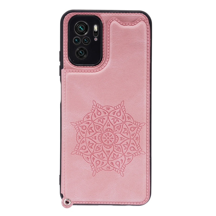 For Xiaomi Redmi Note 10 Mandala Embossed PU + TPU Case with Holder & Card Slots & Photo Frame & Strap