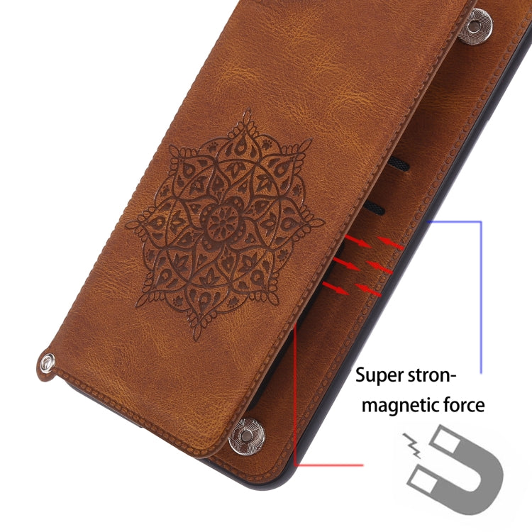 For Xiaomi Redmi Note 10 Mandala Embossed PU + TPU Case with Holder & Card Slots & Photo Frame & Strap