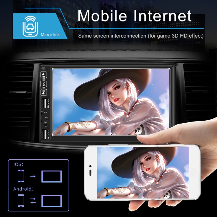 A2821 Car 7 inch Screen HD MP5 Player, Support Bluetooth / FM with Remote Control, Style:Standard + 8LEDs Light Camera