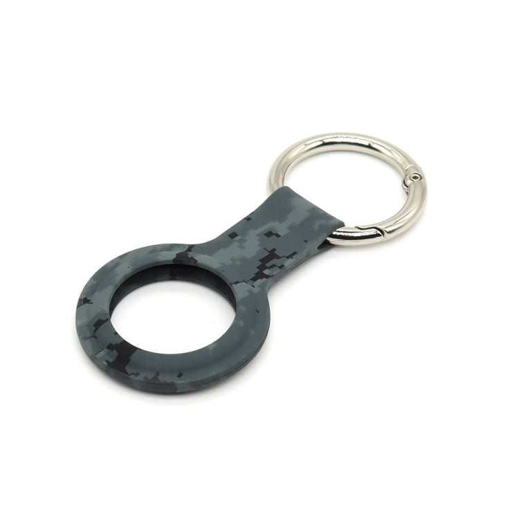 Wet Sticking Pattern Anti-scratch Silicone Shockproof Protective Cover Case with Keychain Ring Loop For AirTag