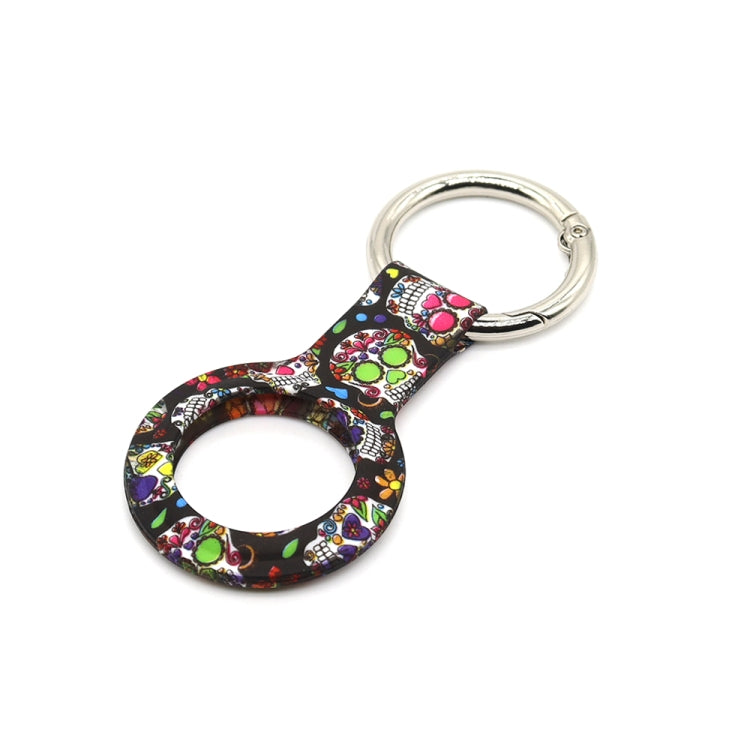 Wet Sticking Pattern Anti-scratch Silicone Shockproof Protective Cover Case with Keychain Ring Loop For AirTag