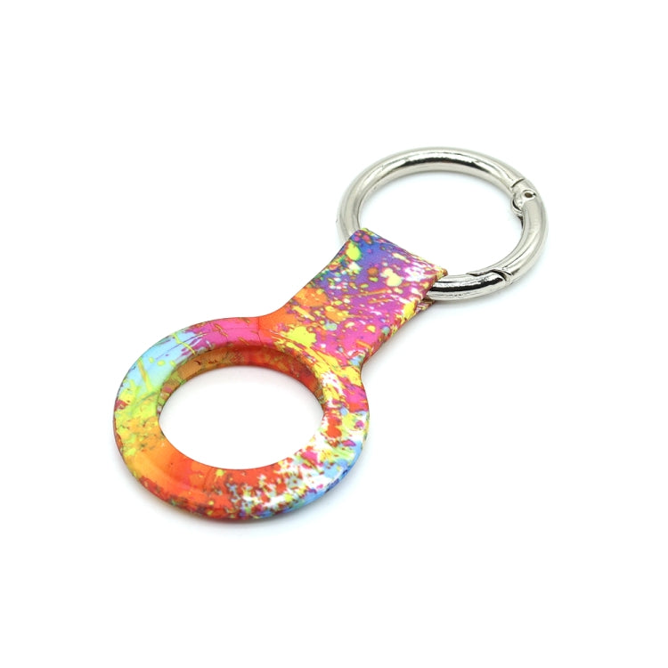 Wet Sticking Pattern Anti-scratch Silicone Shockproof Protective Cover Case with Keychain Ring Loop For AirTag