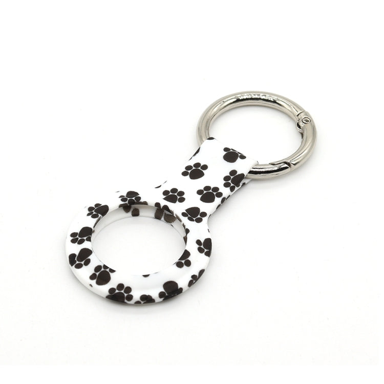 Wet Sticking Pattern Anti-scratch Silicone Shockproof Protective Cover Case with Keychain Ring Loop For AirTag
