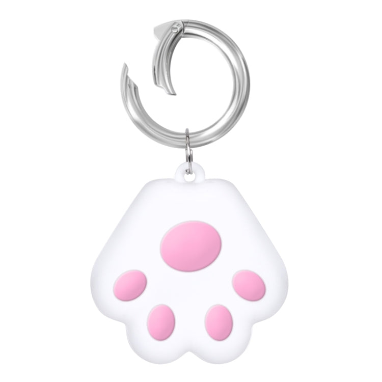 Cute Cat Paw Silicone Shockproof Protective Cover Soft Case with Keychain Ring Loop For AirTag