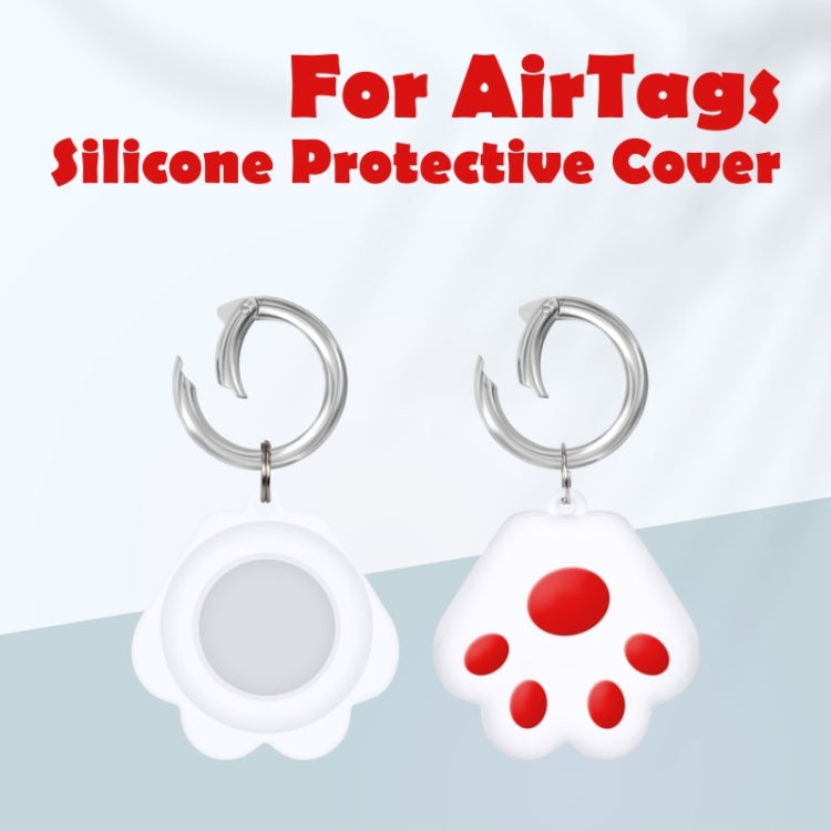 Cute Cat Paw Silicone Shockproof Protective Cover Soft Case with Keychain Ring Loop For AirTag