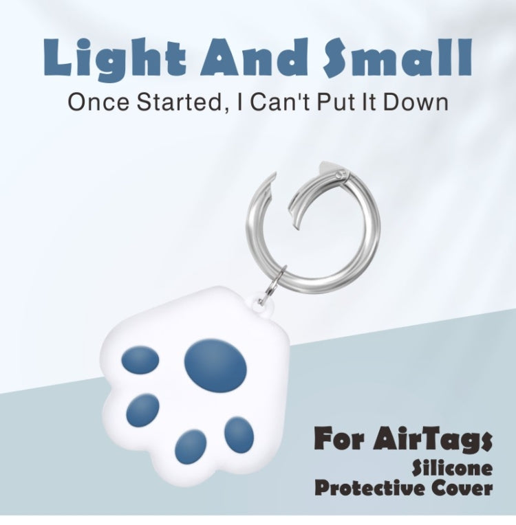 Cute Cat Paw Silicone Shockproof Protective Cover Soft Case with Keychain Ring Loop For AirTag