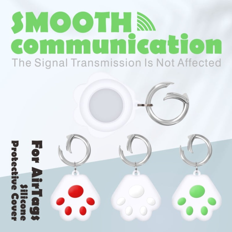Cute Cat Paw Silicone Shockproof Protective Cover Soft Case with Keychain Ring Loop For AirTag