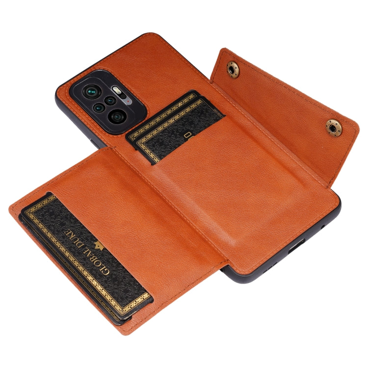 For Xiaomi Redmi Note 10 Pro Max Double Buckle PU + TPU Shockproof Magnetic Protective Case with Card Slot & Holder