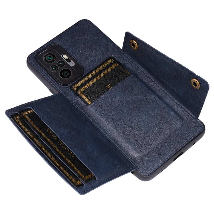 For Xiaomi Redmi Note 10 Pro Max Double Buckle PU + TPU Shockproof Magnetic Protective Case with Card Slot & Holder