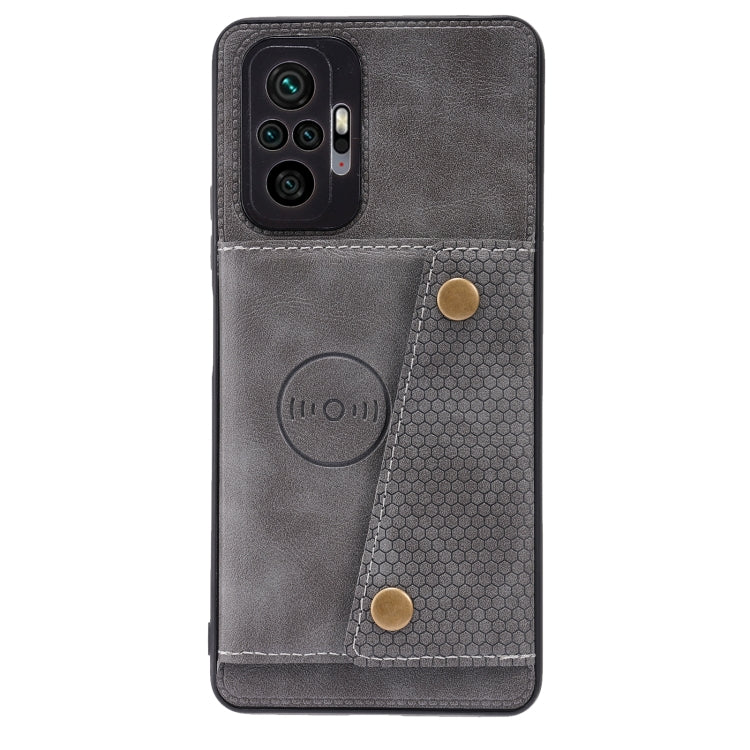 For Xiaomi Redmi Note 10 Pro Max Double Buckle PU + TPU Shockproof Magnetic Protective Case with Card Slot & Holder