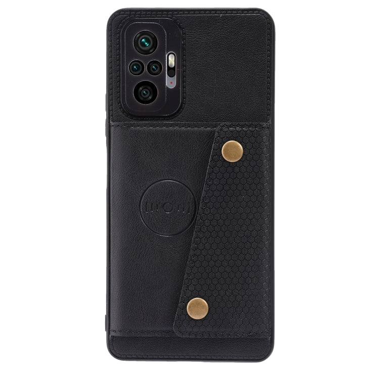 For Xiaomi Redmi Note 10 Pro Max Double Buckle PU + TPU Shockproof Magnetic Protective Case with Card Slot & Holder
