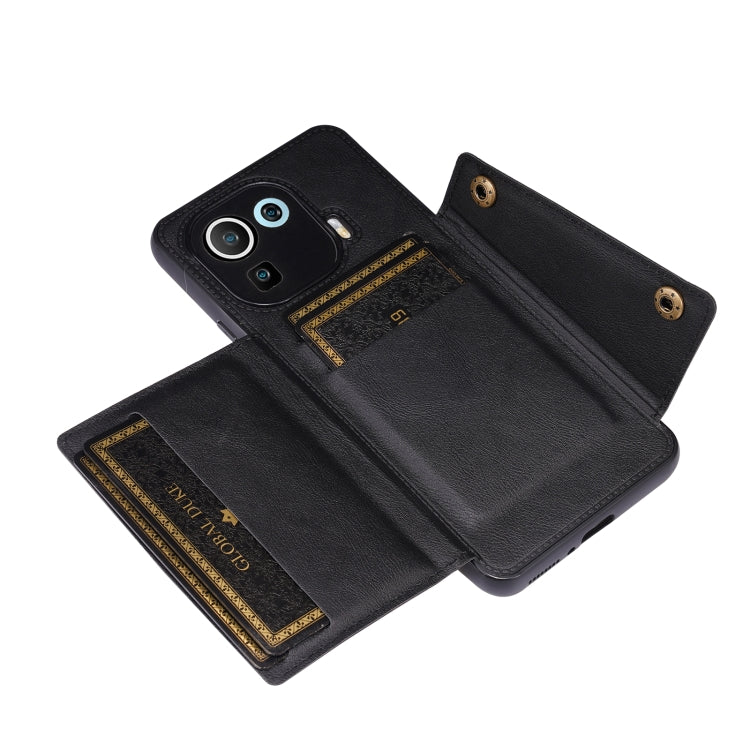 For Xiaomi Mi 11 Pro Double Buckle PU + TPU Shockproof Magnetic Protective Case with Card Slot & Holder
