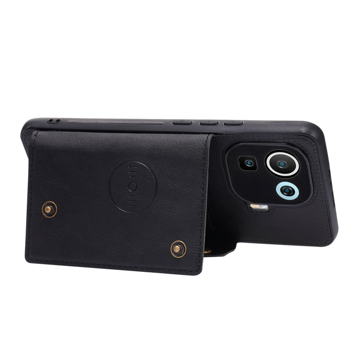 For Xiaomi Mi 11 Pro Double Buckle PU + TPU Shockproof Magnetic Protective Case with Card Slot & Holder