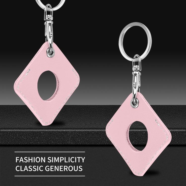 Square PU Leather Case Shockproof Anti-scratch Protective Cover with Keychain Ring Loop For AirTag