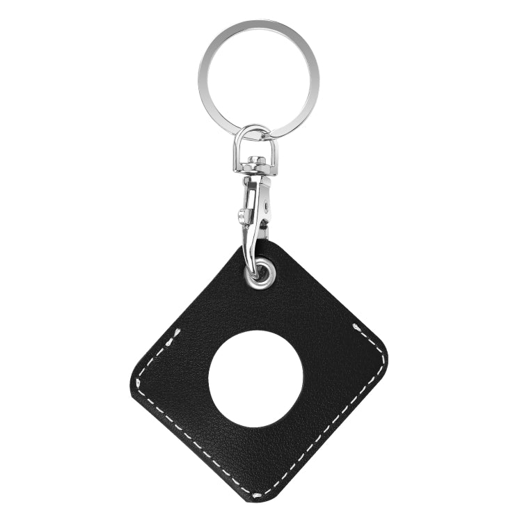 Square PU Leather Case Shockproof Anti-scratch Protective Cover with Keychain Ring Loop For AirTag