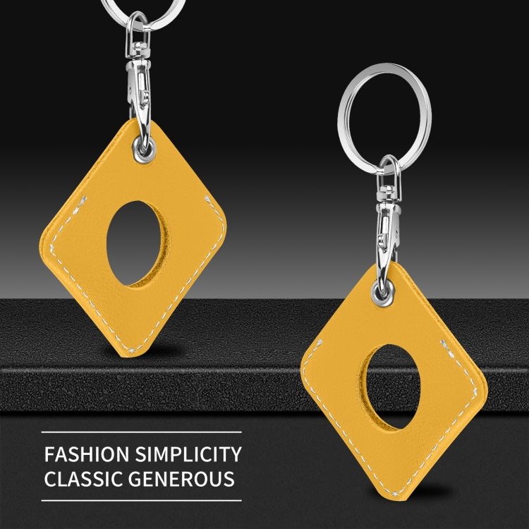 Square PU Leather Case Shockproof Anti-scratch Protective Cover with Keychain Ring Loop For AirTag