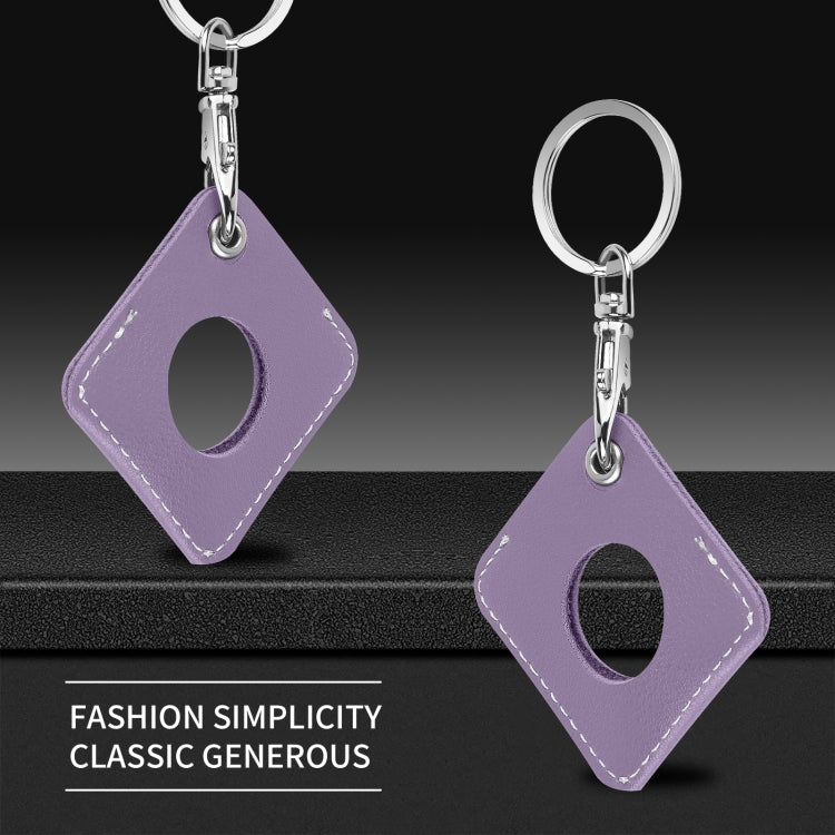 Square PU Leather Case Shockproof Anti-scratch Protective Cover with Keychain Ring Loop For AirTag