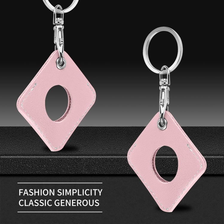 Square PU Leather Case Shockproof Anti-scratch Protective Cover with Keychain Ring Loop For AirTag