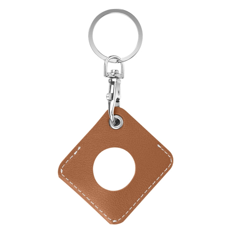 Square PU Leather Case Shockproof Anti-scratch Protective Cover with Keychain Ring Loop For AirTag