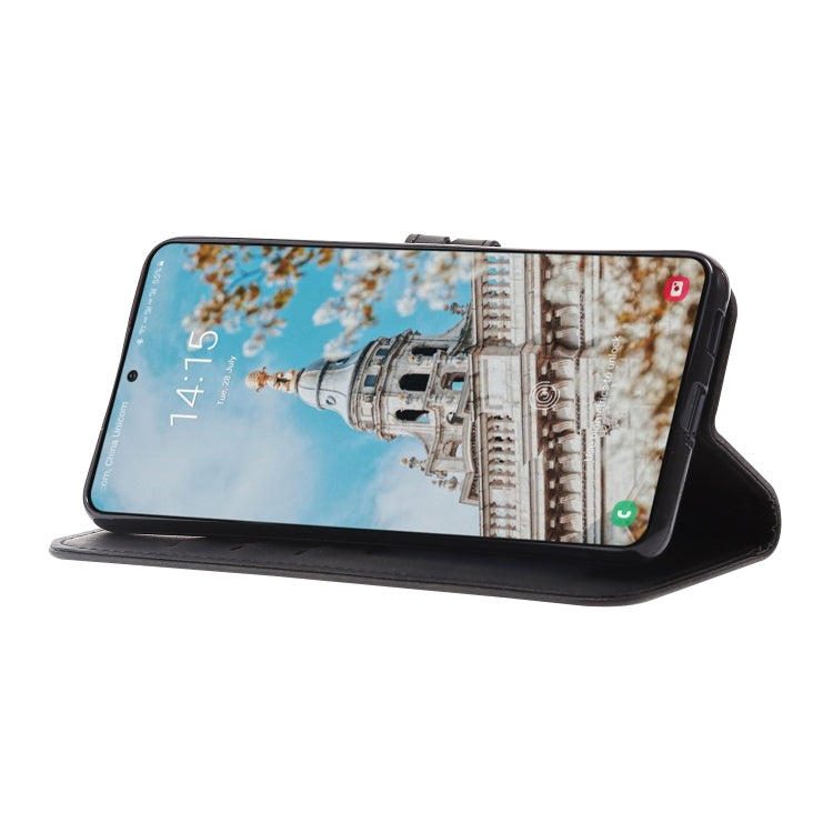 For Samsung Galaxy S21 FE Embossed Happy Cat Pattern Horizontal Flip Leather Case with Holder & Card Slots & Wallet