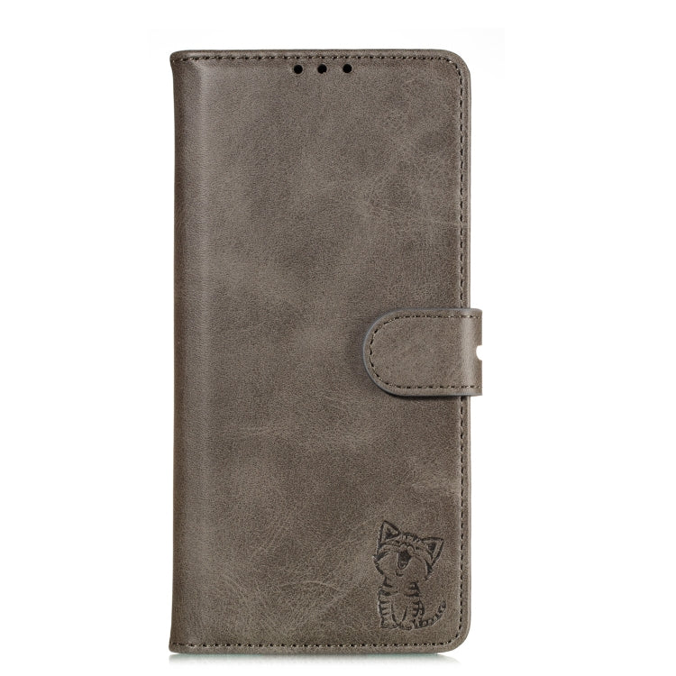 For Samsung Galaxy A12 Embossed Happy Cat Pattern Horizontal Flip Leather Case with Holder & Card Slots & Wallet